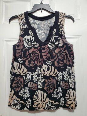 Tropical Palm Leaf Sleeveless Shirt Sonoma Life Style size XL